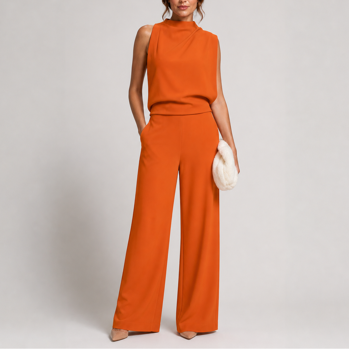 Larkin | Women's Sleeveless High Neck Wide-Leg Jumpsuit
