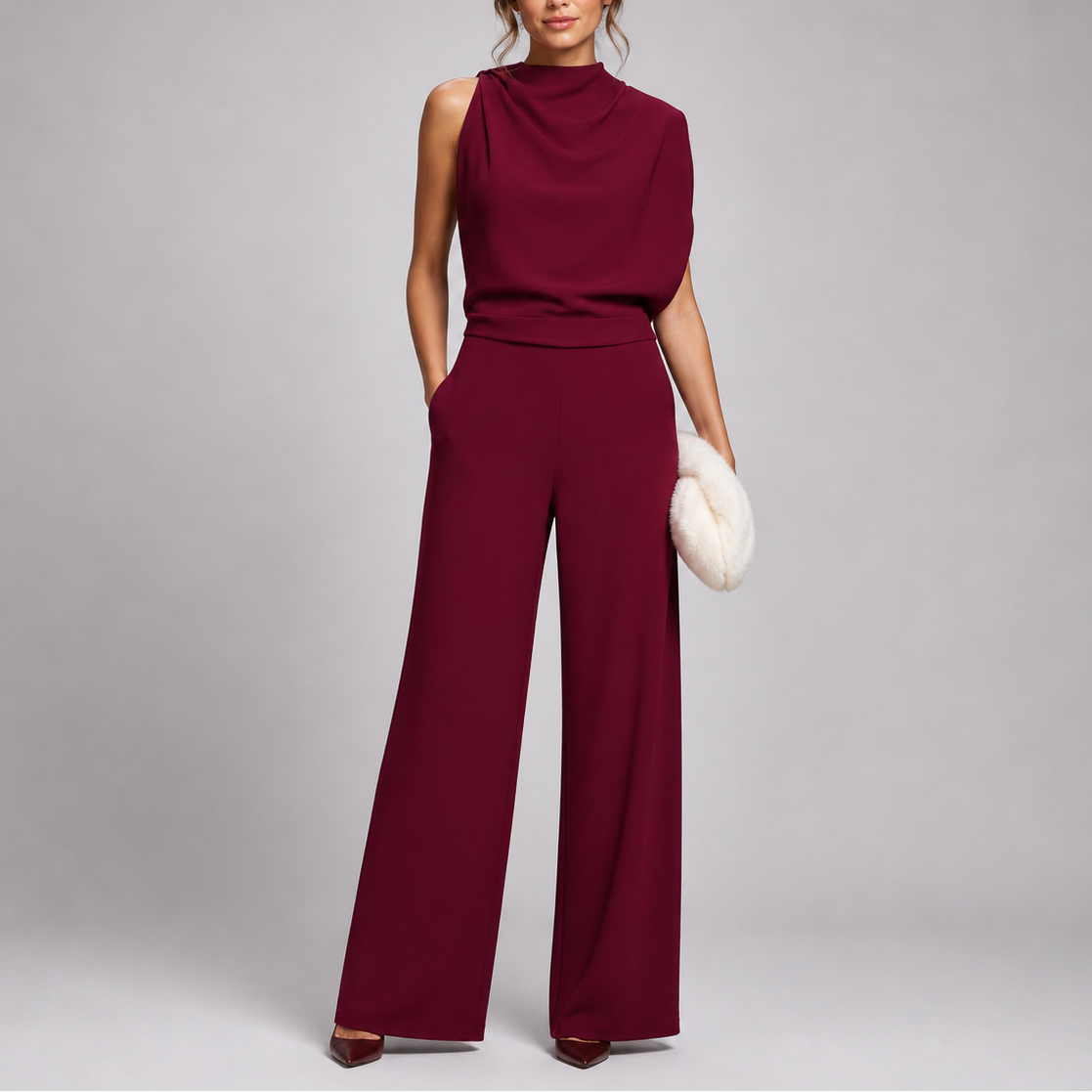 Larkin | Women's Sleeveless High Neck Wide-Leg Jumpsuit