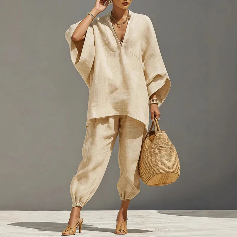 Lavinia | Women's Coordinated Batwing Wide-Leg Set