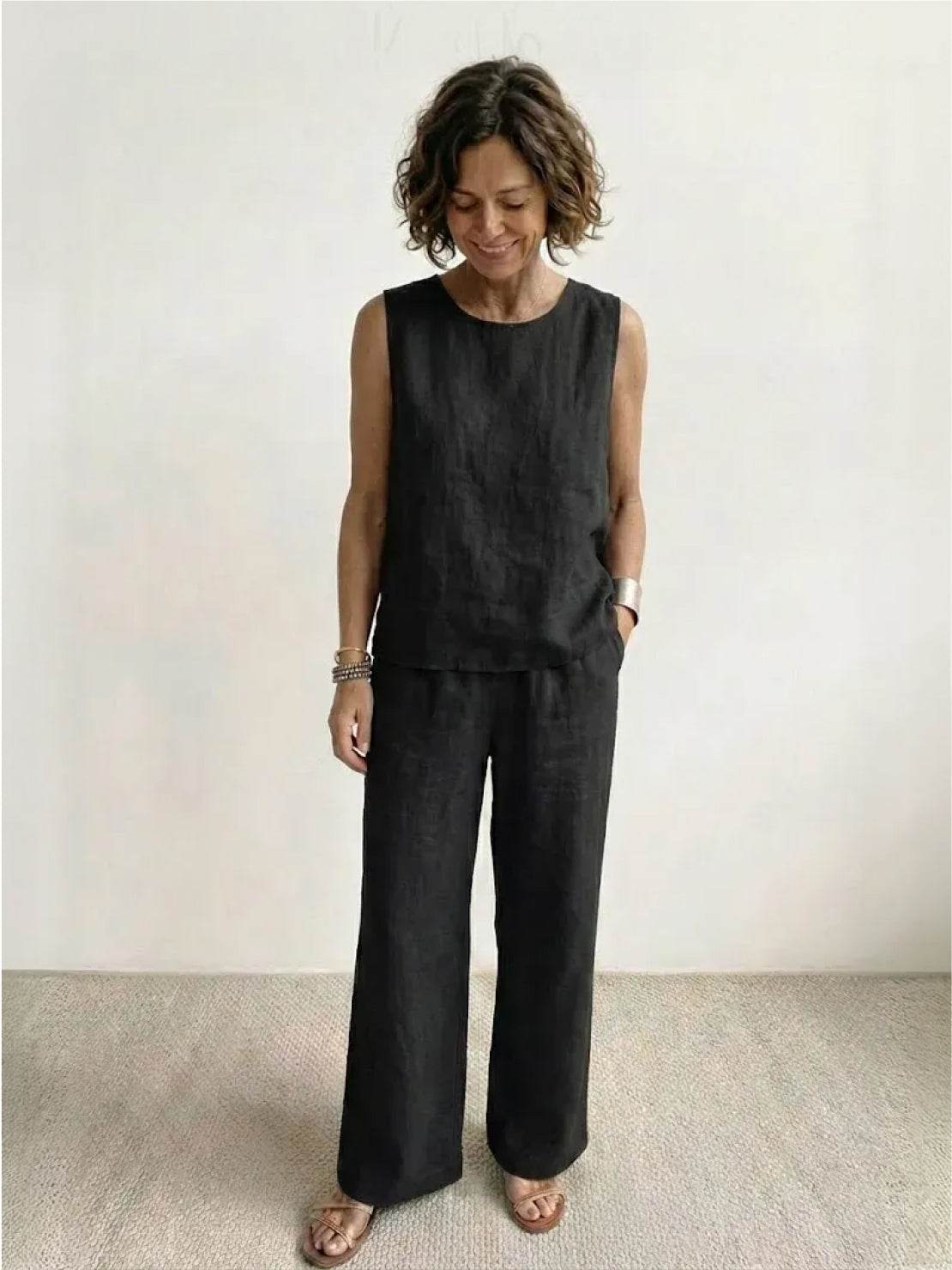 Olivia | Women's Sleeveless Tank and Wide-Leg Pant Set