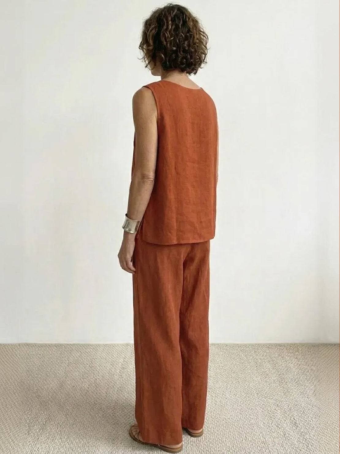 Olivia | Women's Sleeveless Tank and Wide-Leg Pant Set
