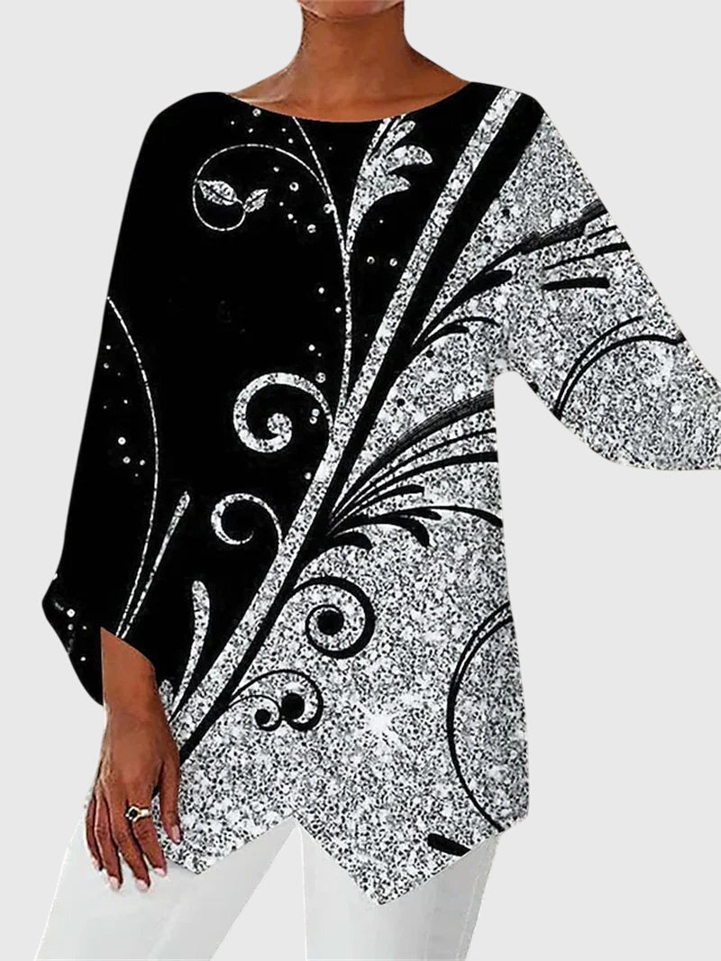 Lyanna | Women's Asymmetric Hem Top with Butterfly Print