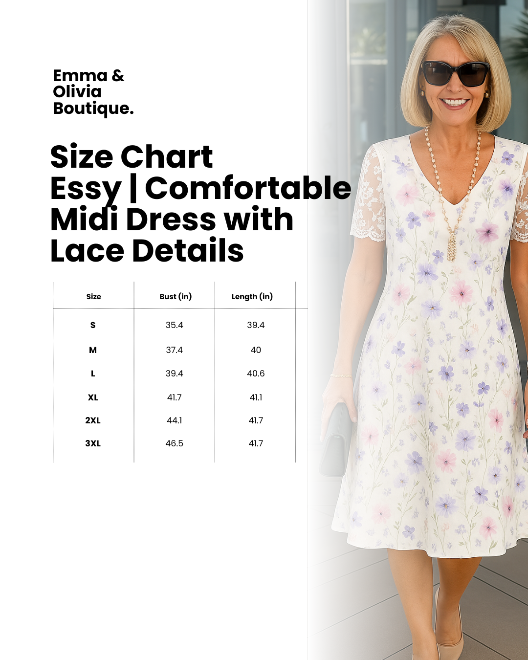 Lydia | Women's V-Neck Midi Dress with Floral Print