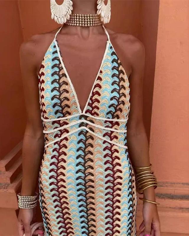 Iris | Women's Crochet Draped Dress for Beach Wedding Guests