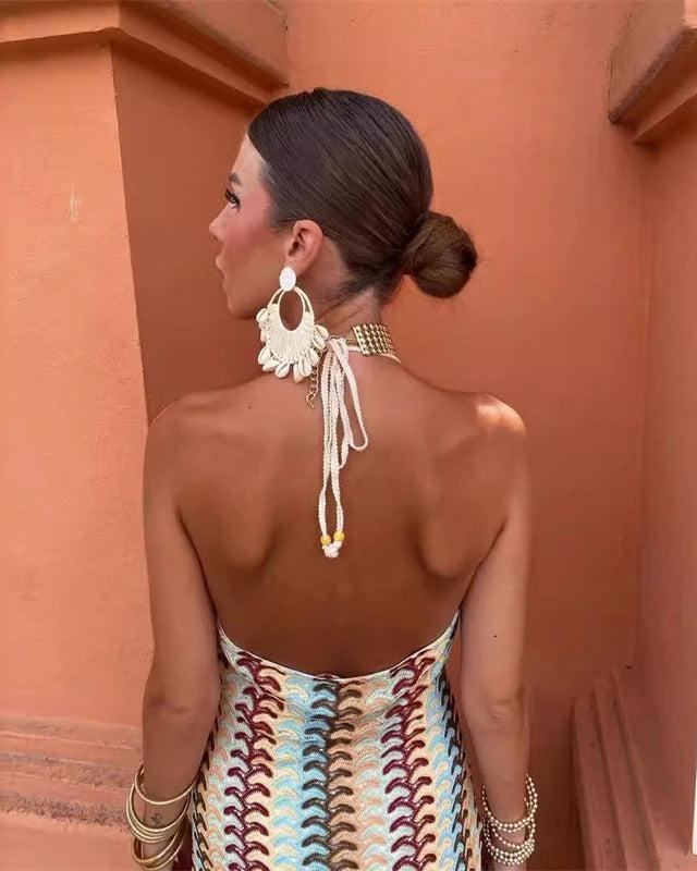 Iris | Women's Crochet Draped Dress for Beach Wedding Guests