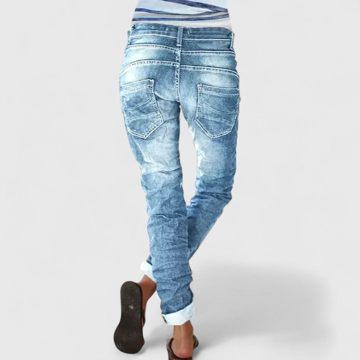 Marcella | Women's Relaxed Fit Distressed Wide Leg Jeans