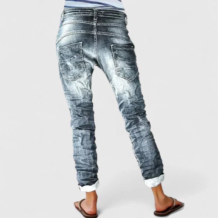 Marcella | Women's Relaxed Fit Distressed Wide Leg Jeans