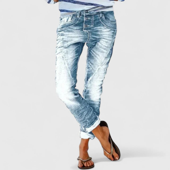 Marcella | Women's Relaxed Fit Distressed Wide Leg Jeans