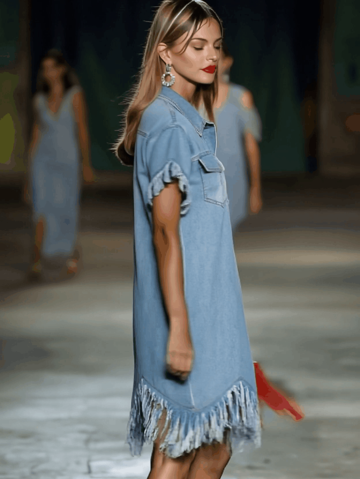 Marisol | Women's Fringed Collared Mini Dress