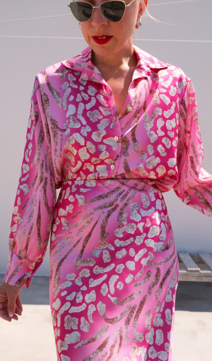 Maxine | Women's Midi Dress with Long Sleeves and Print