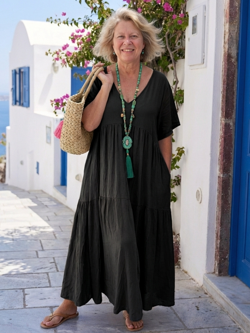 Melody | Women's Tiered Maxi Dress with Short Sleeves