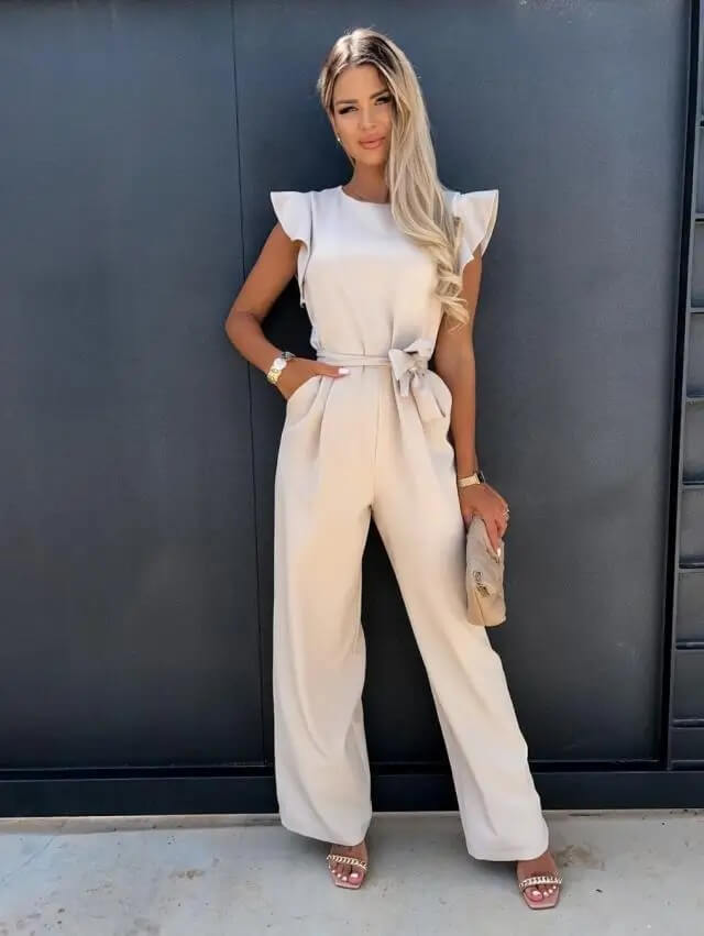 Miriam | Women's Wide Leg Jumpsuit with Flutter Sleeves