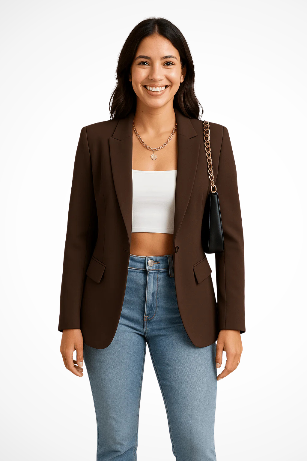 Nicolette | Women's Black Blazer with Single Button Closure