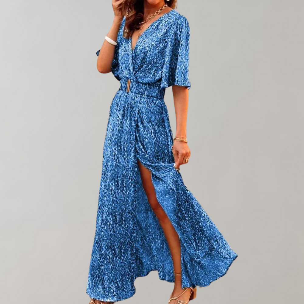 Nyx | Women's Maxi Dress with Abstract Print Wrap Design