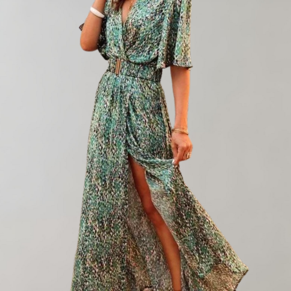 Nyx | Women's Maxi Dress with Abstract Print Wrap Design