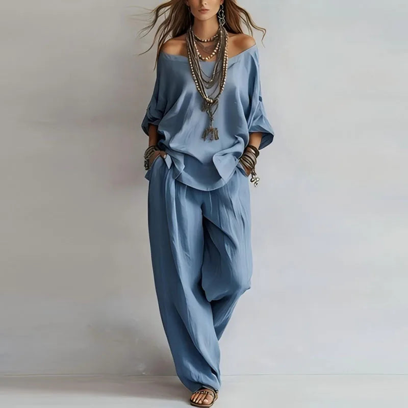 Octavia | Women's Off-Shoulder Wide-Leg Coordinated Set