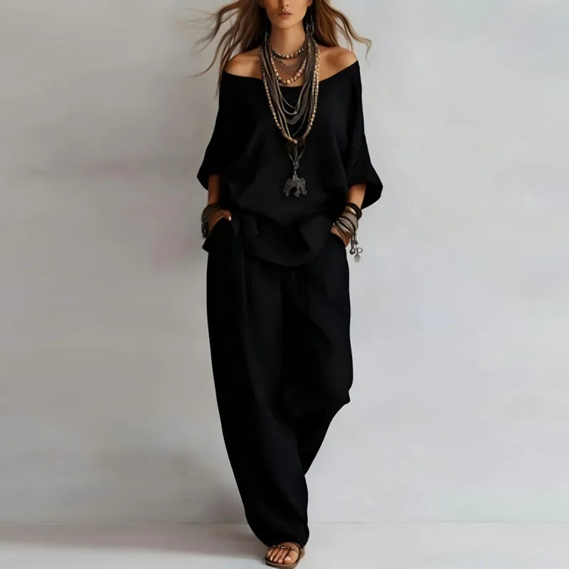 Octavia | Women's Off-Shoulder Wide-Leg Coordinating Set
