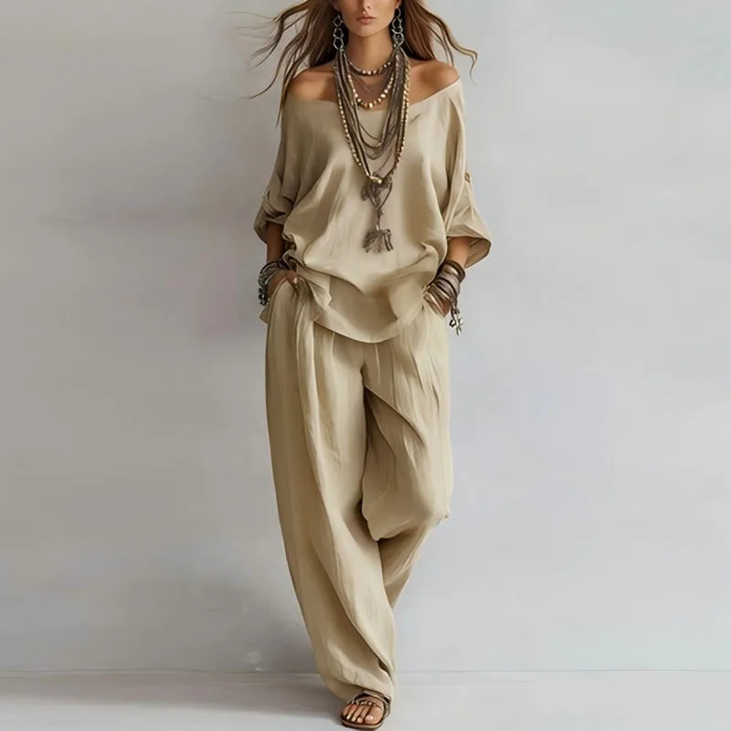 Octavia | Women's Off-Shoulder Wide-Leg Coordinated Set