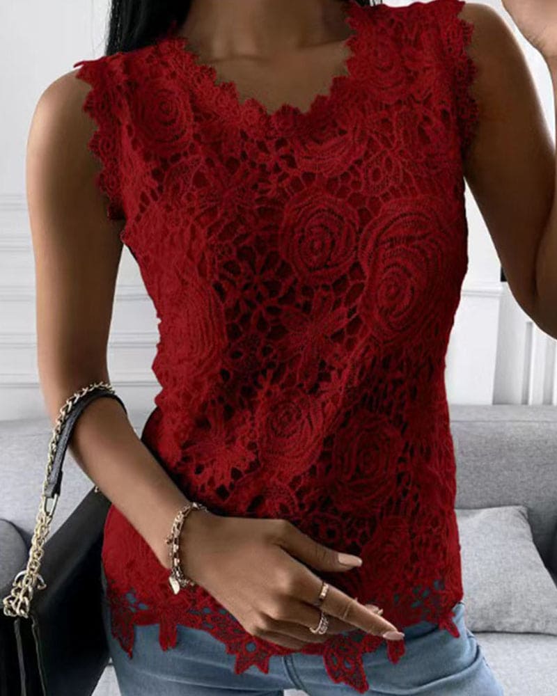 Octavia | Women's Lace Sleeveless Blouse