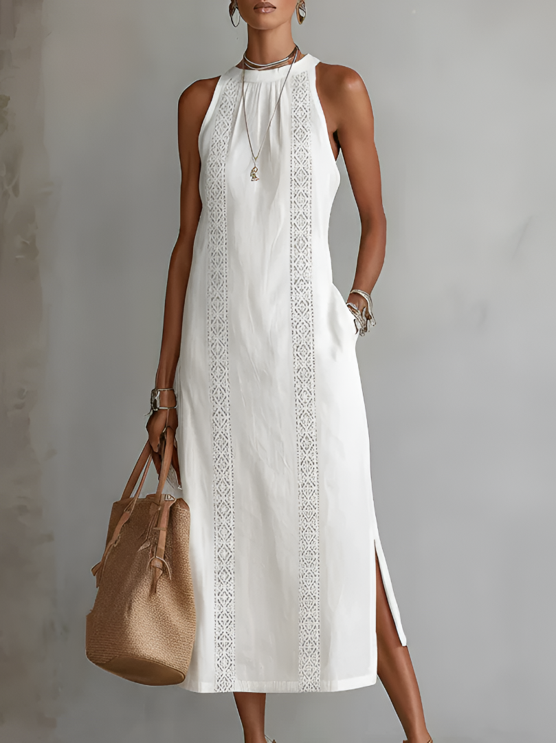 Octaviana | Women's Sleeveless Midi Dress with Embroidery