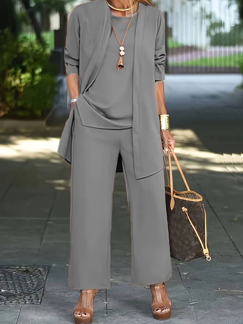 Ophira | Women's 3-Piece Set with Round Neck and Long Sleeves