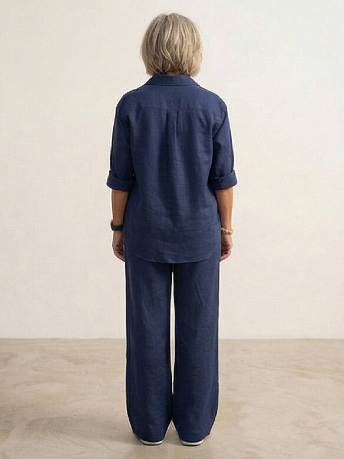 Vivian | Women's Relaxed Button-Up Shirt and Wide-Leg Trousers Ensemble