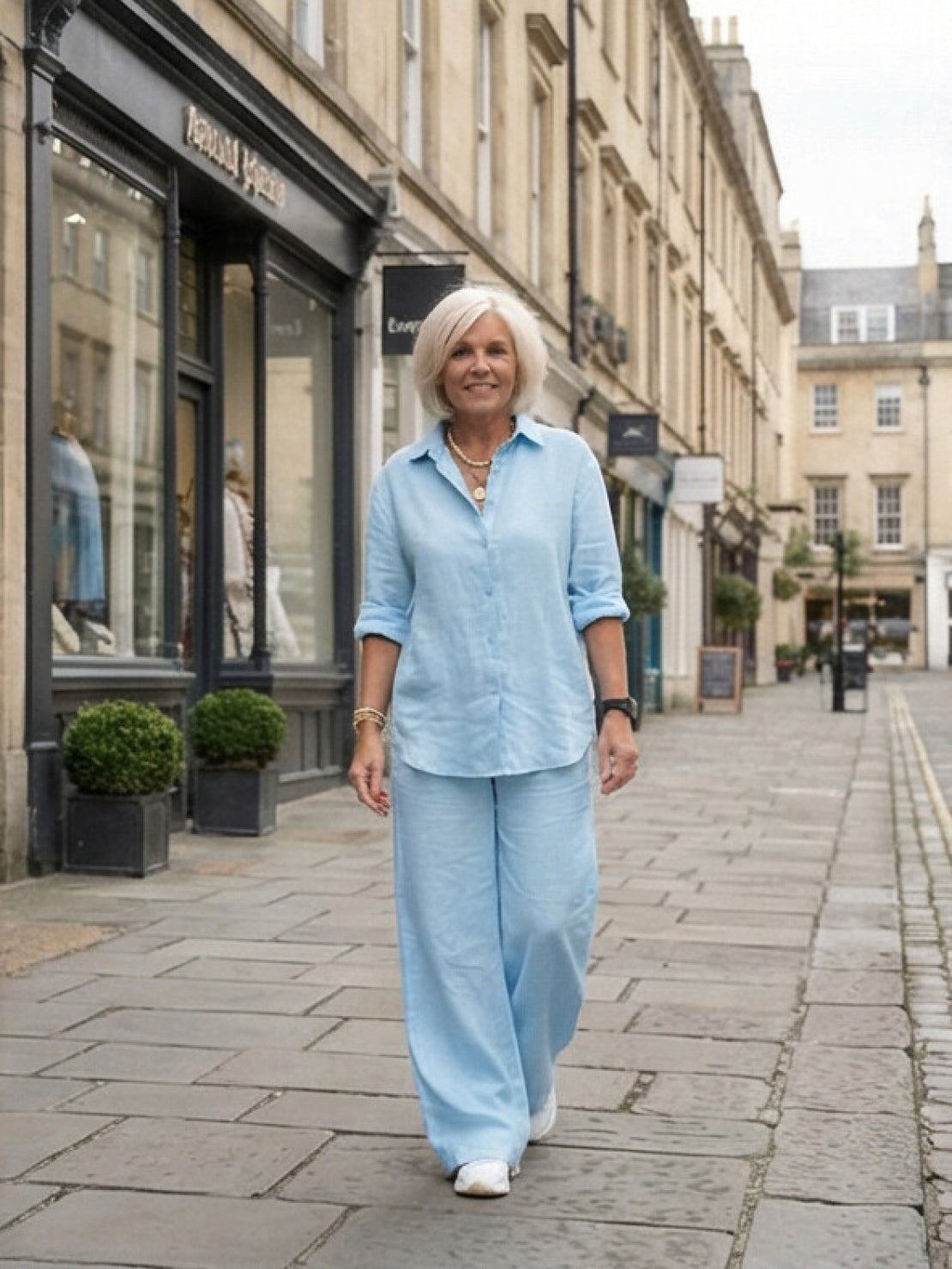 Vivian | Women's Relaxed Button-Up Shirt and Wide-Leg Pant Ensemble