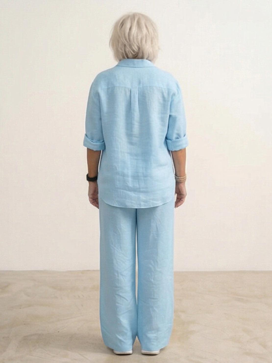 Vivian | Women's Relaxed Button-Up Shirt and Wide-Leg Trousers Ensemble