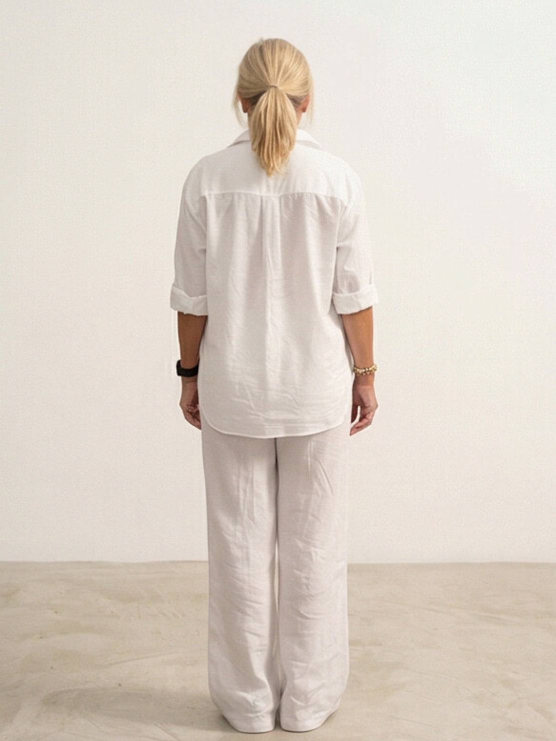 Vivian | Women's Relaxed Button-Up Shirt and Wide-Leg Pant Ensemble