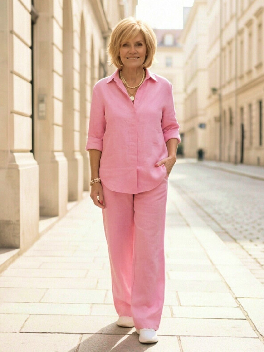 Vivian | Women's Relaxed Button-Up Shirt and Wide-Leg Pant Ensemble