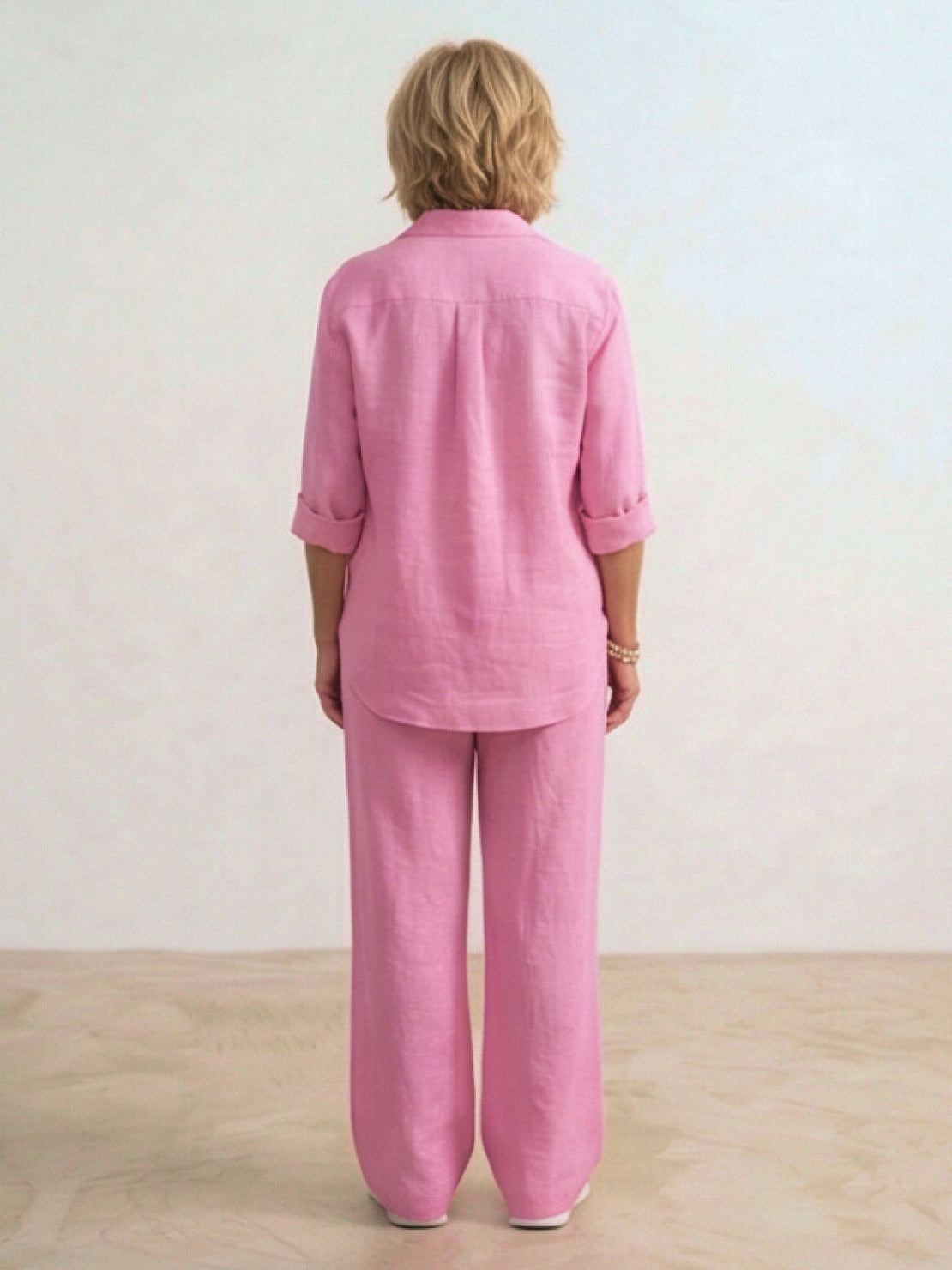 Vivian | Women's Relaxed Button-Up Shirt and Wide-Leg Trousers Ensemble