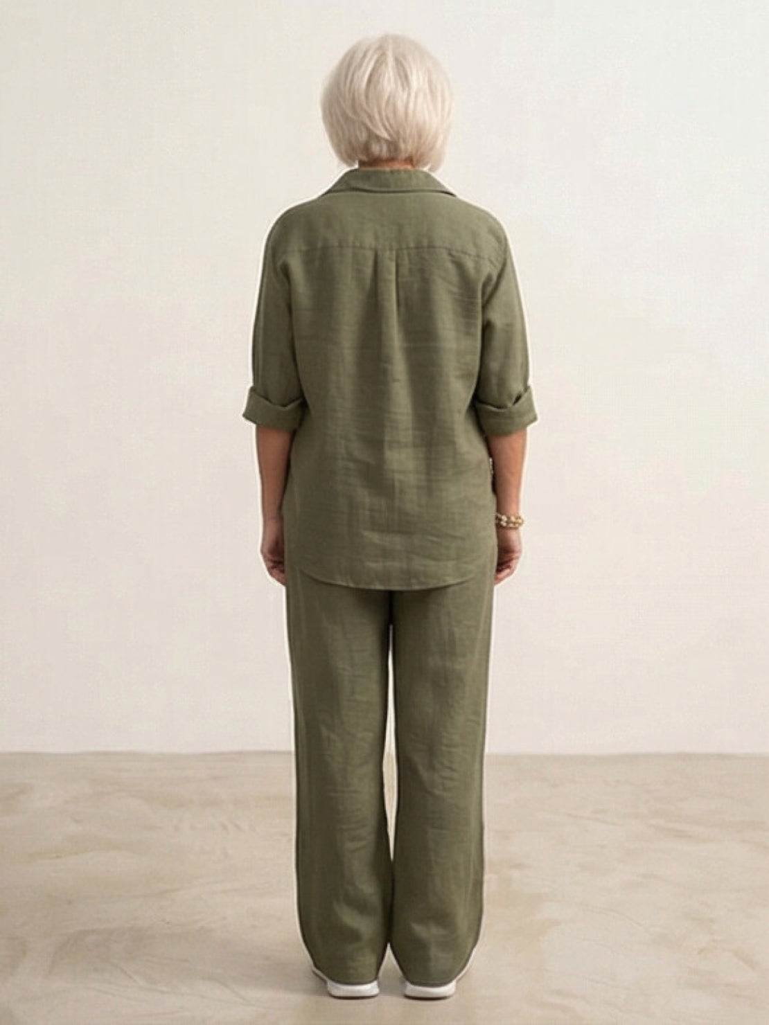 Vivian | Women's Relaxed Button-Up Shirt and Wide-Leg Trousers Ensemble