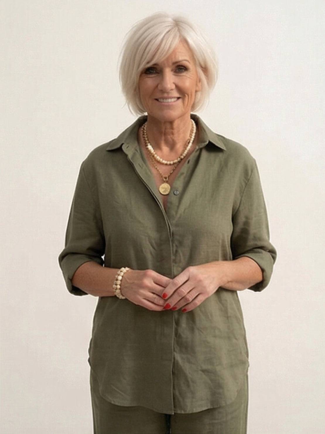 Vivian | Women's Relaxed Button-Up Shirt and Wide-Leg Trousers Ensemble