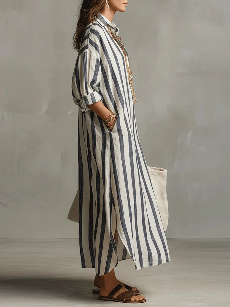 Paloma | Women's Long Sleeve Striped Shirt Dress