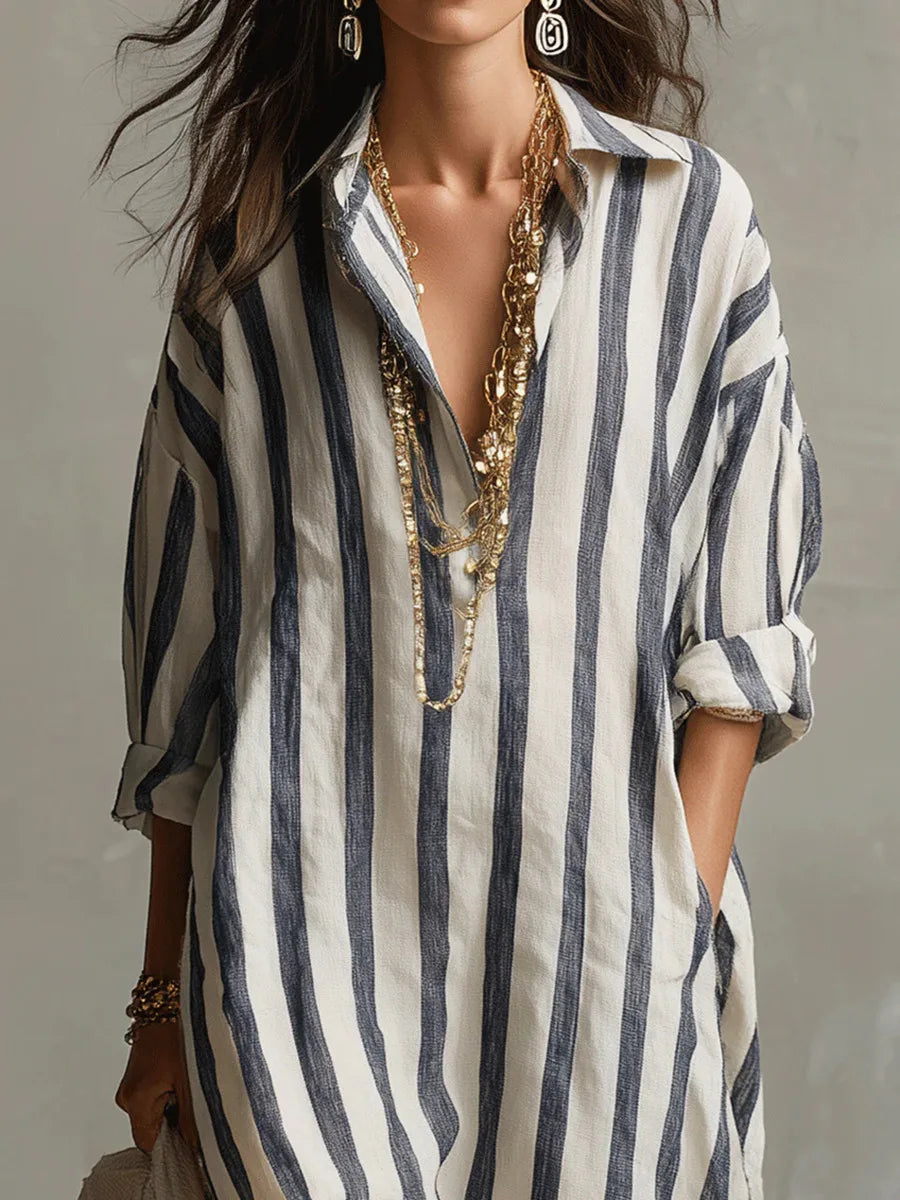 Paloma | Women's Long Sleeve Striped Shirt Dress