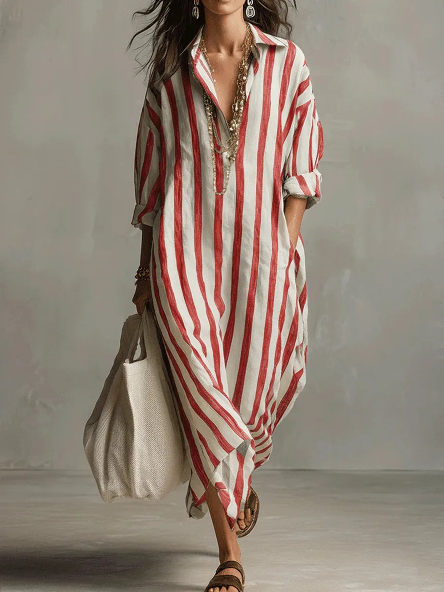 Paloma | Women's Long Sleeve Striped Shirt Dress