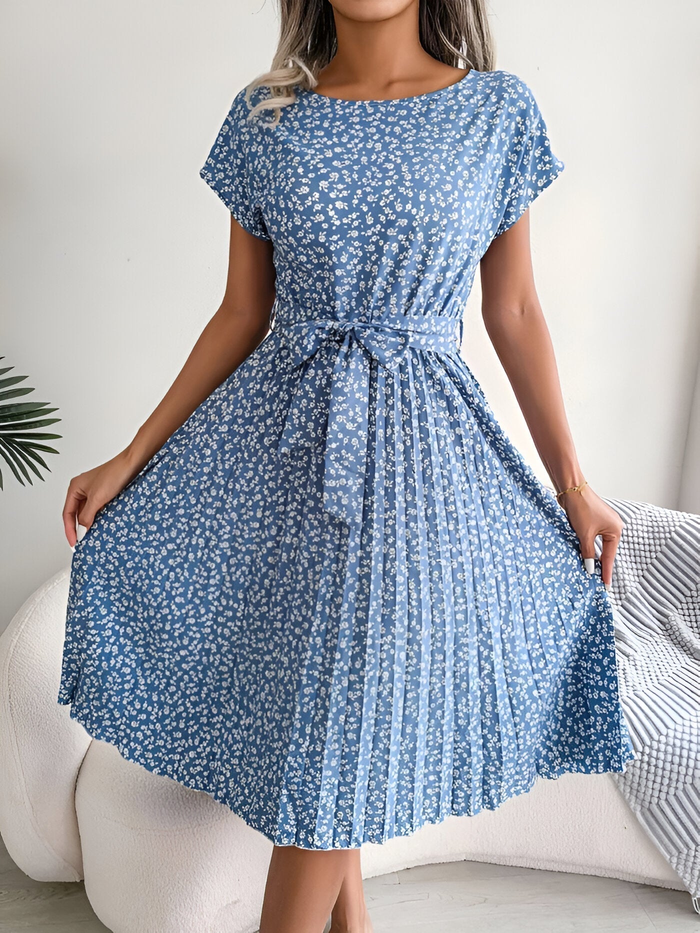 Jennifer™ | Elegant Pleated Floral Dress