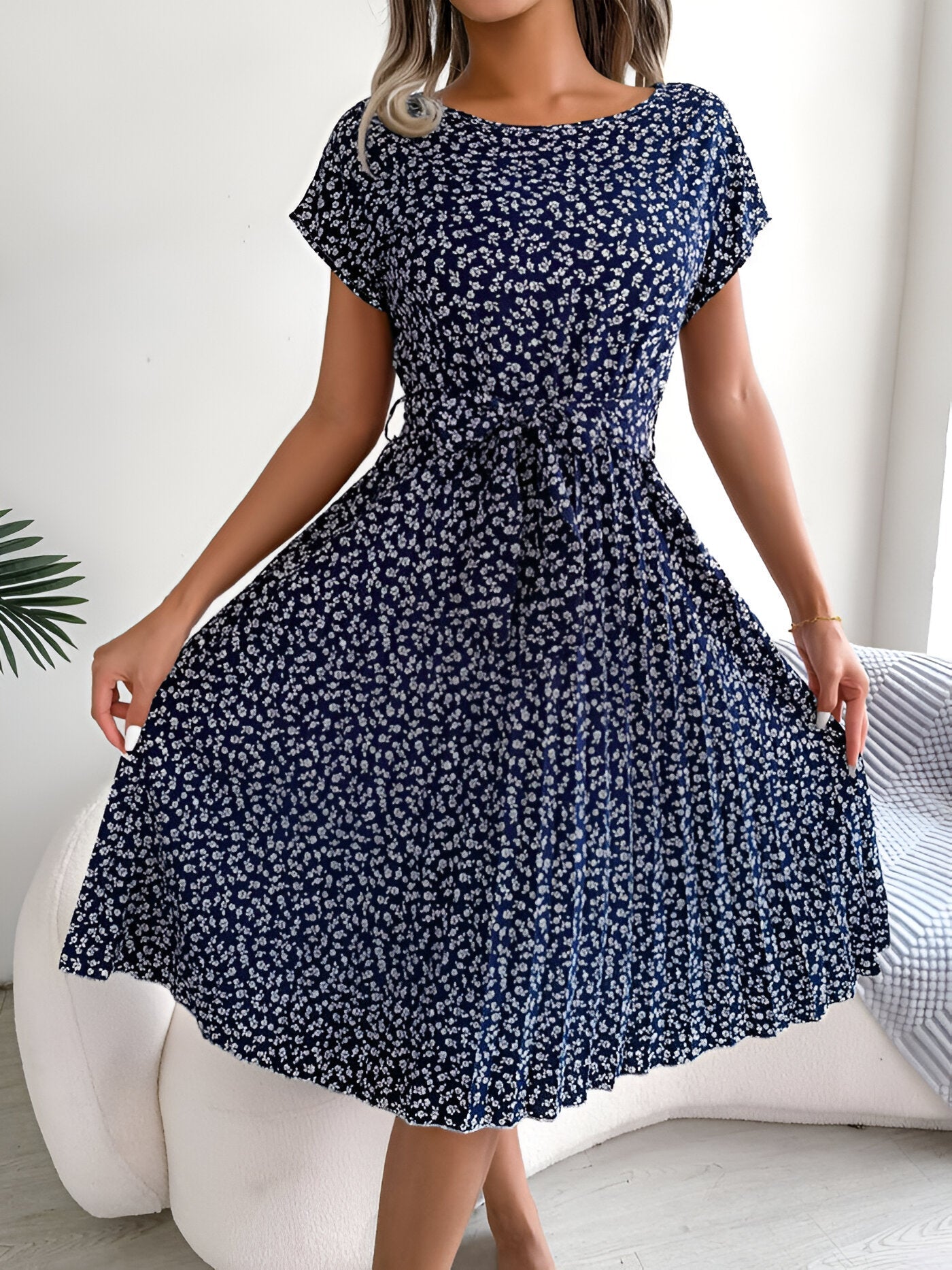 Jennifer™ | Elegant Pleated Floral Dress