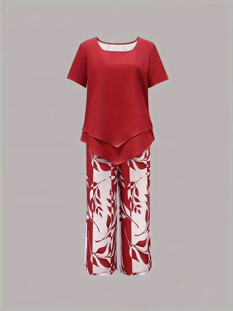 Primrose | Women's Leaf Pattern Two-Piece Ensemble