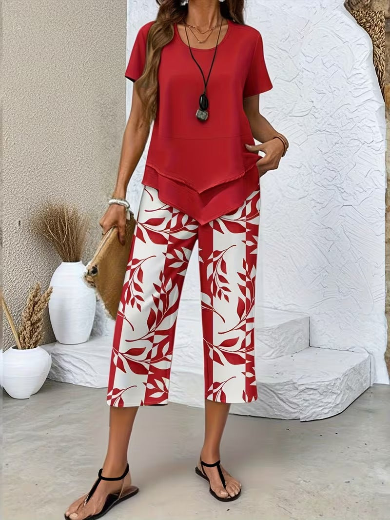 Primrose | Women's Leaf Pattern Two-Piece Ensemble