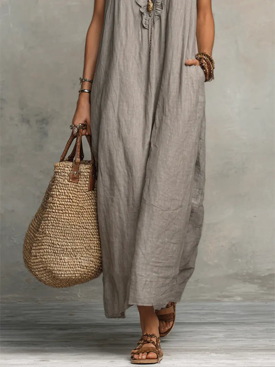Priscilla | Women's Ruffled V-Neck Maxi Dress