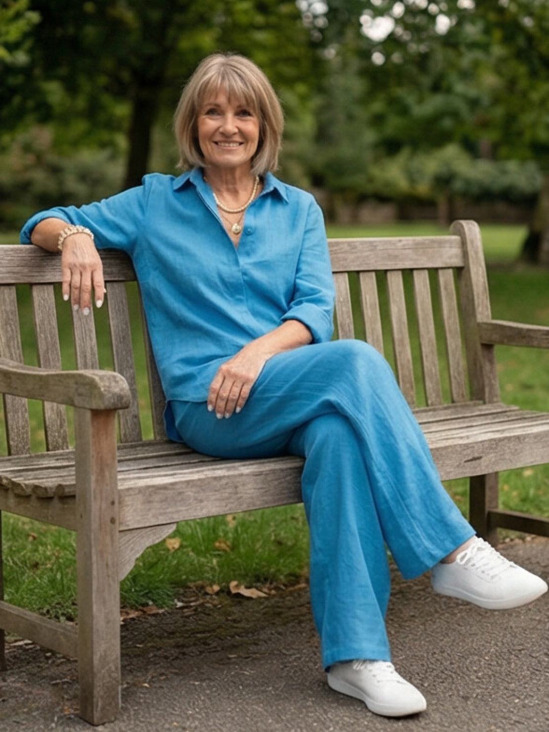 Vivian | Women's Relaxed Button-Up Shirt and Wide-Leg Pant Ensemble