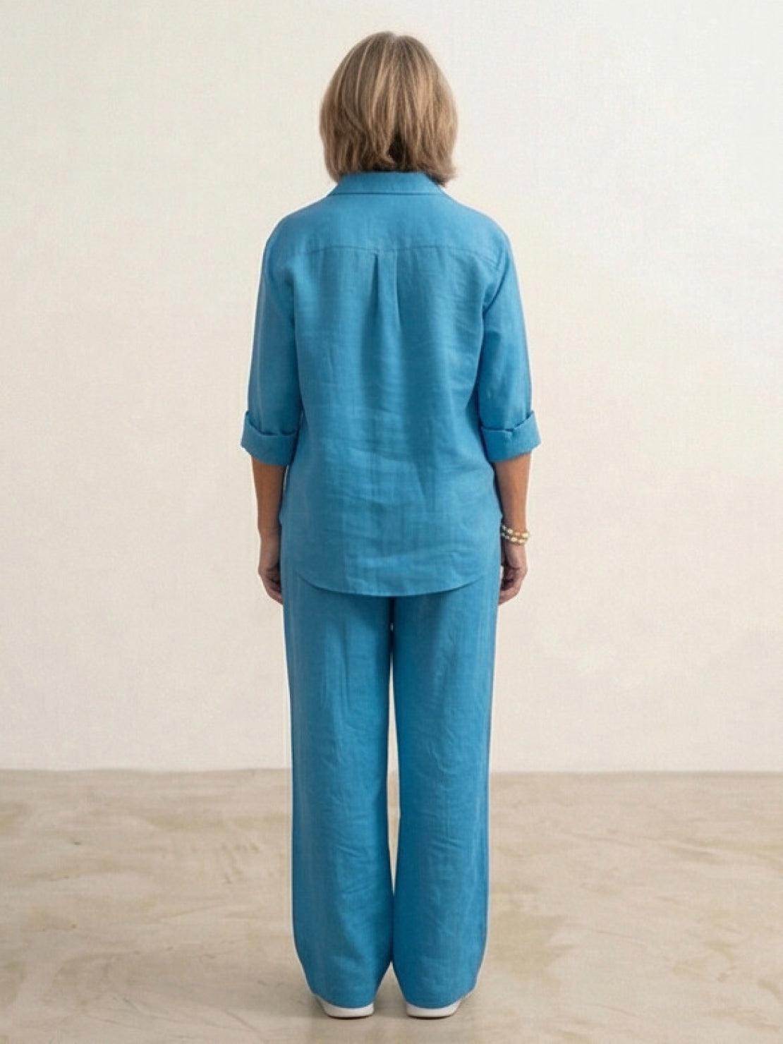 Vivian | Women's Relaxed Button-Up Shirt and Wide-Leg Trousers Ensemble
