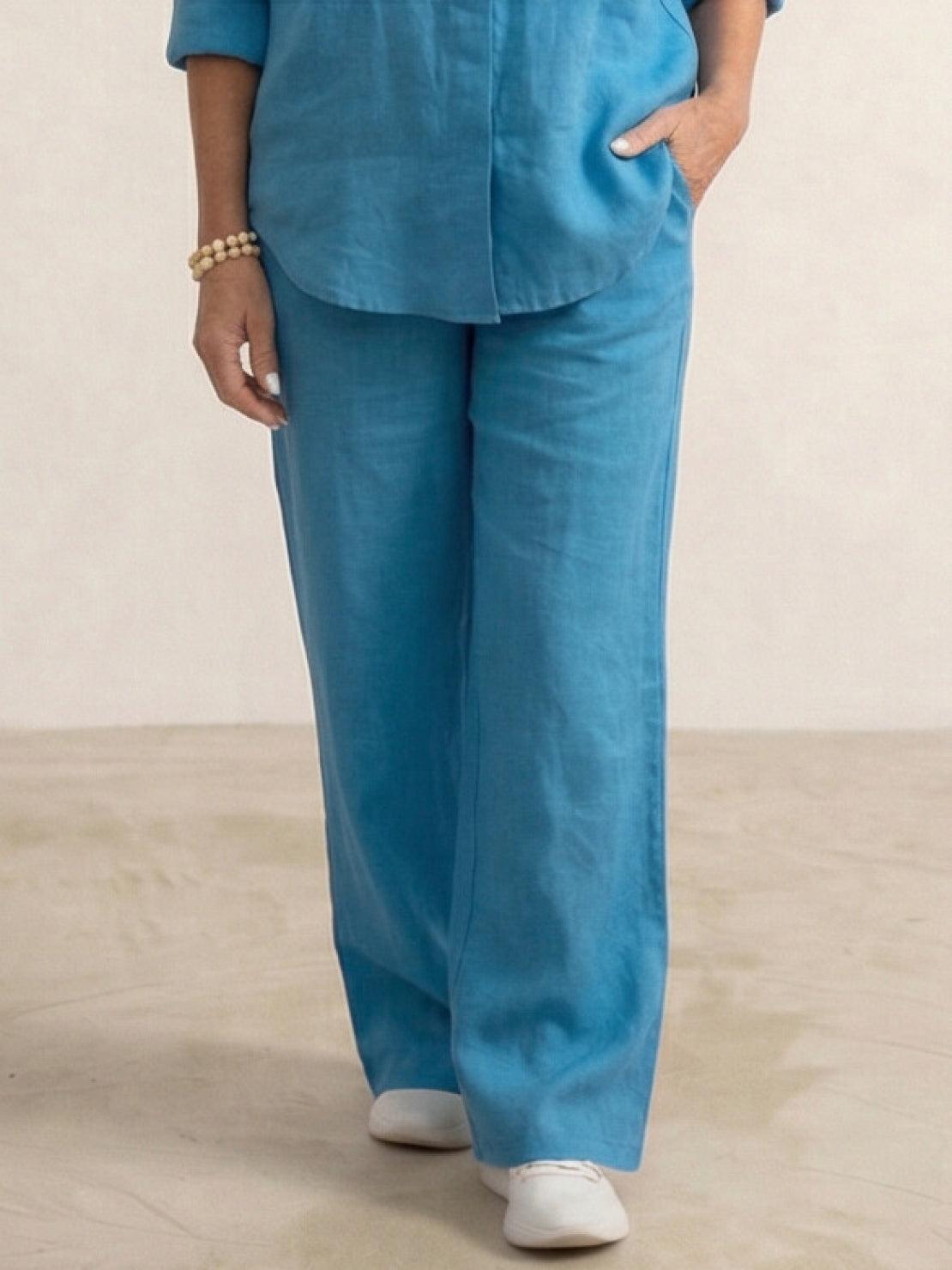 Vivian | Women's Relaxed Button-Up Shirt and Wide-Leg Trousers Ensemble