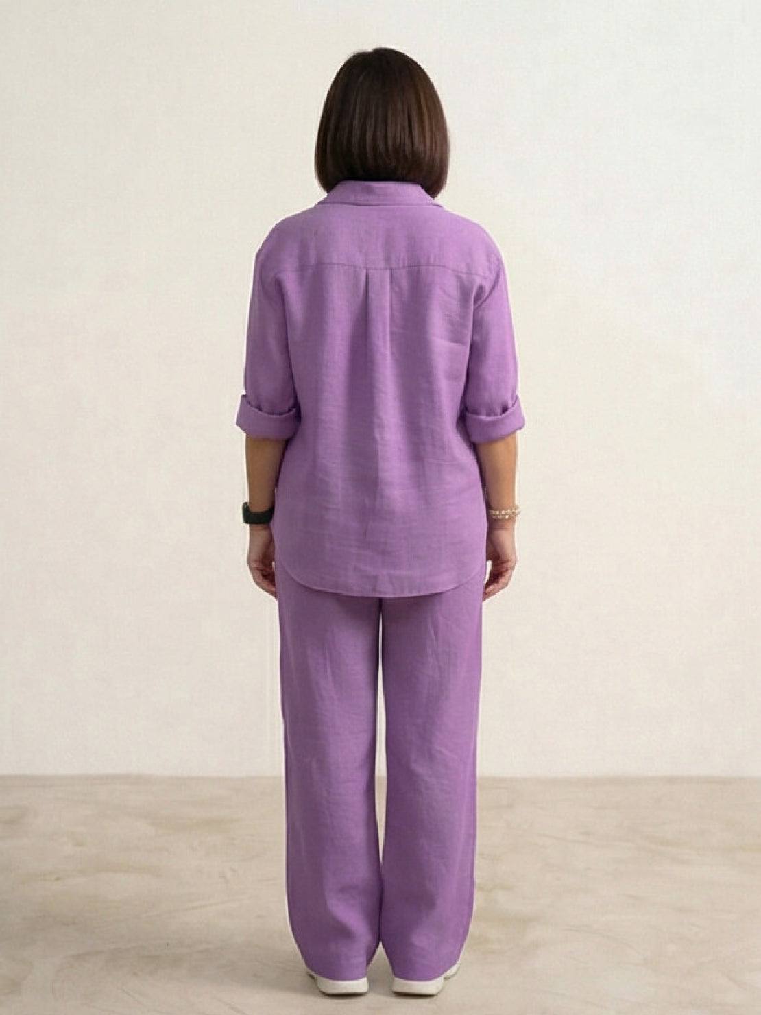 Vivian | Women's Relaxed Button-Up Shirt and Wide-Leg Trousers Ensemble