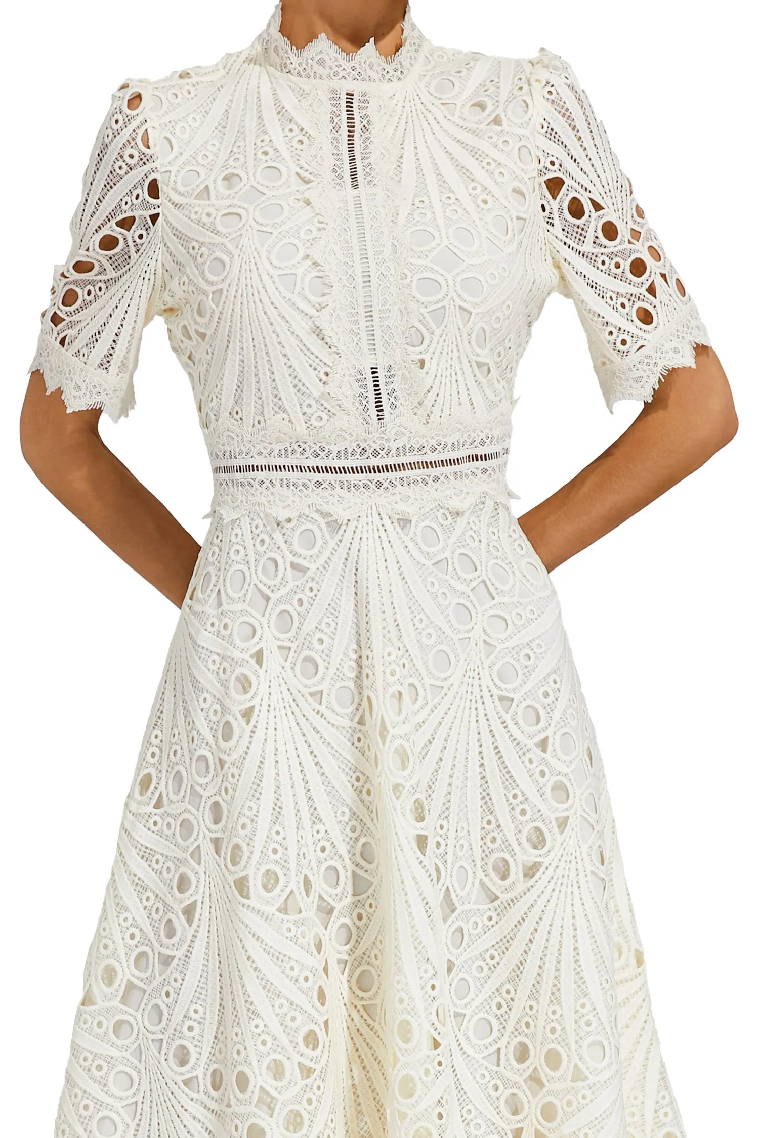 Rosalinda | Women's Short Sleeve Midi Dress with Mock Neck