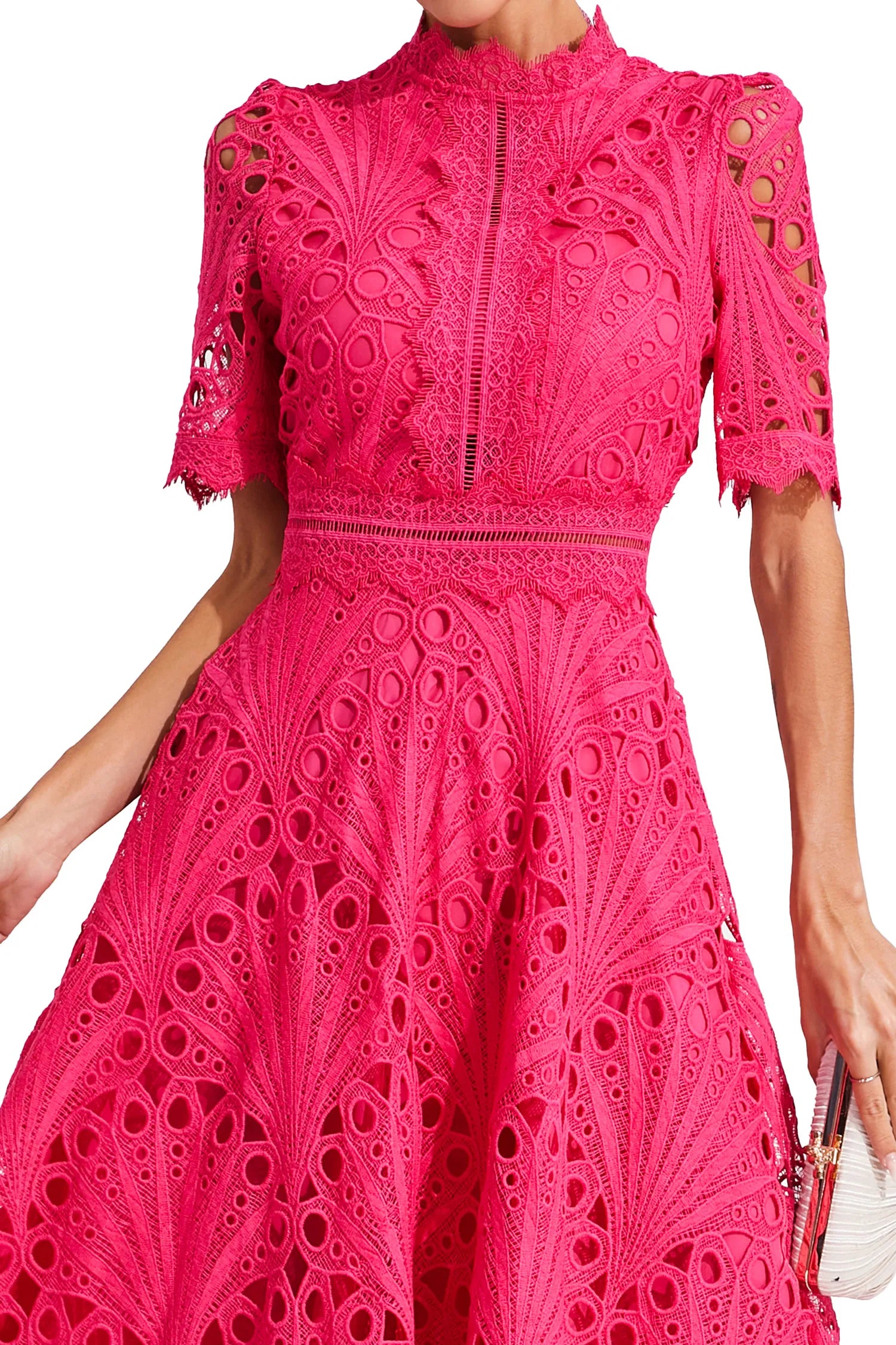 Rosalinda | Women's Short Sleeve Midi Dress with Mock Neck