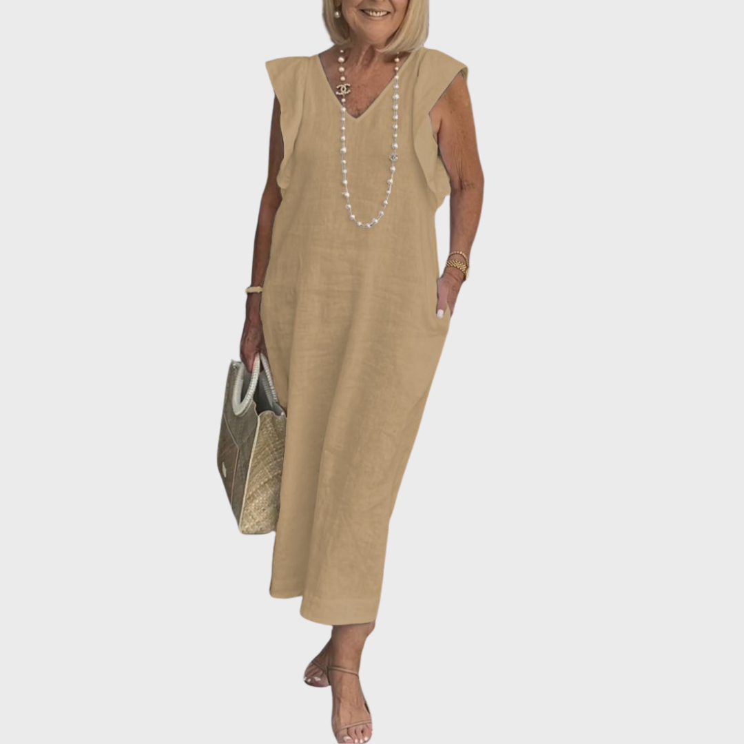 Rosalinda | Women's Sleeveless V-Neck Maxi Dress with Pockets