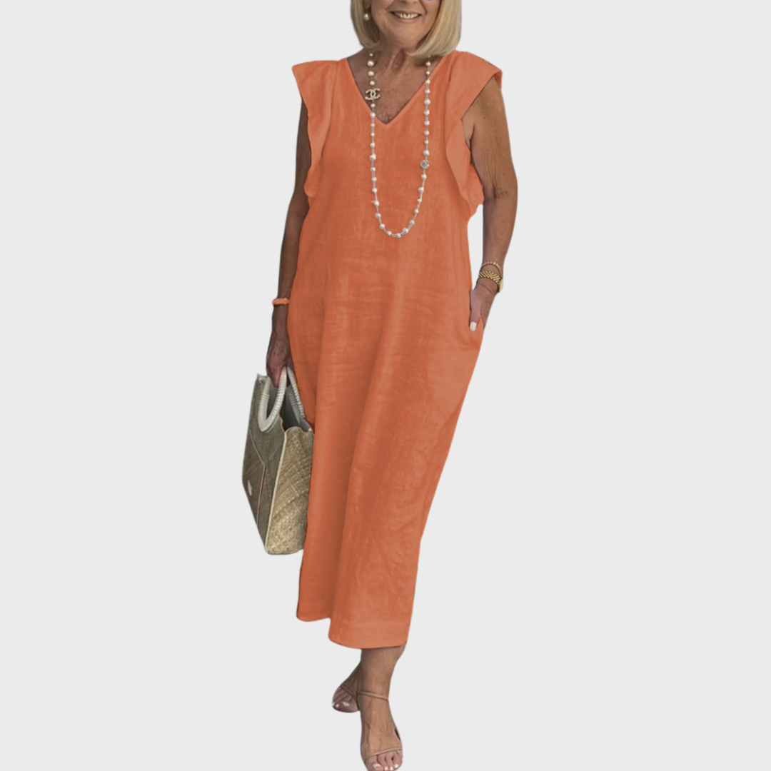 Rosalinda | Women's Sleeveless V-Neck Maxi Dress with Pockets