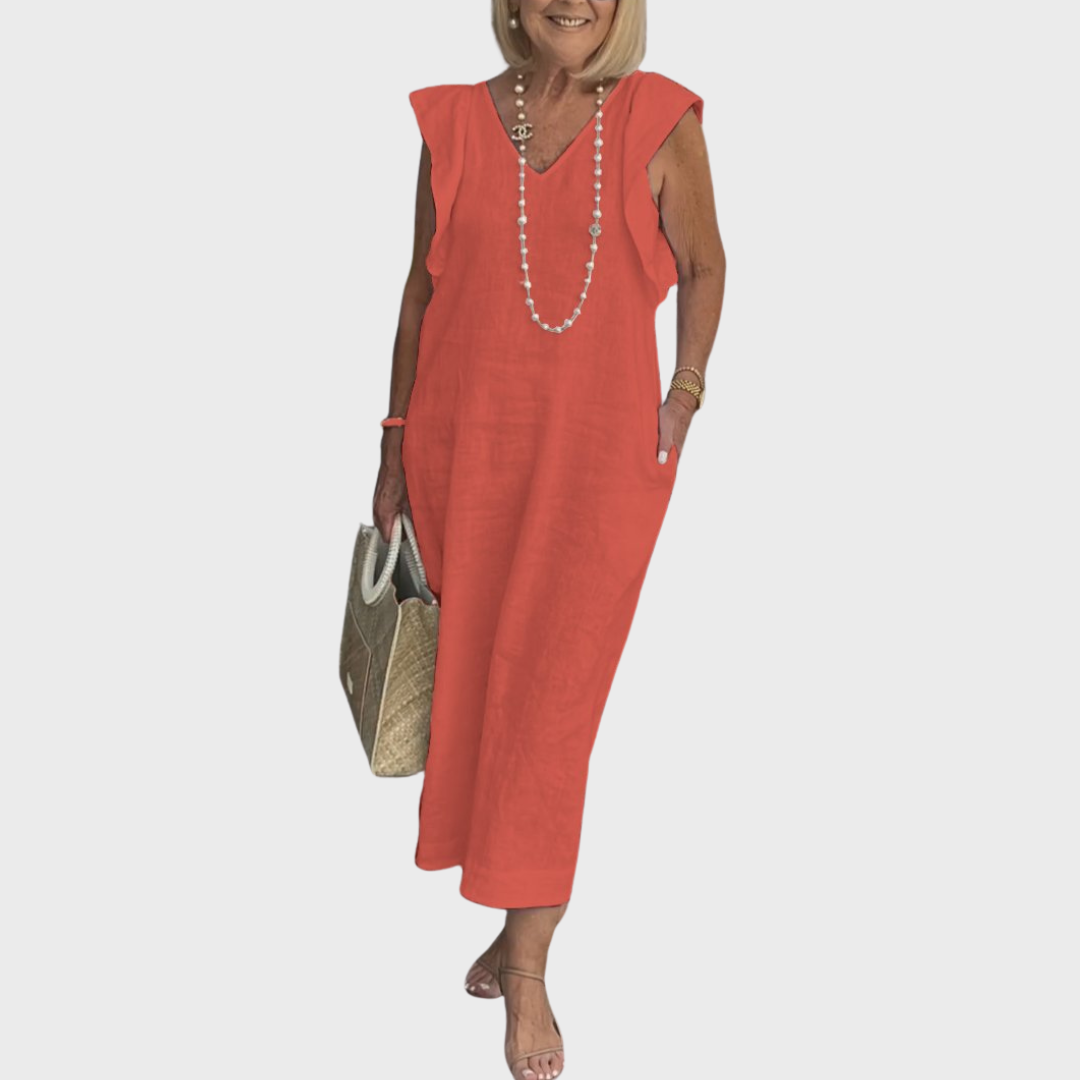Rosalinda | Women's Sleeveless V-Neck Maxi Dress with Pockets